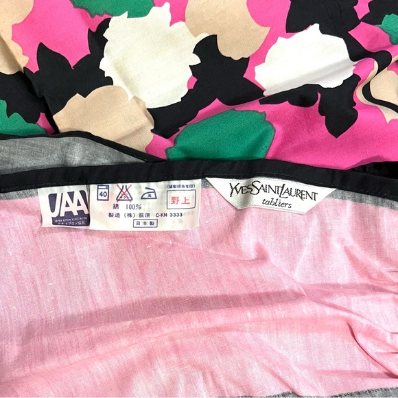 NEW Authentic YSL Yves Saint Laurent Designer Logo Pink Apron - Made In Japan - Picture 8 of 8
